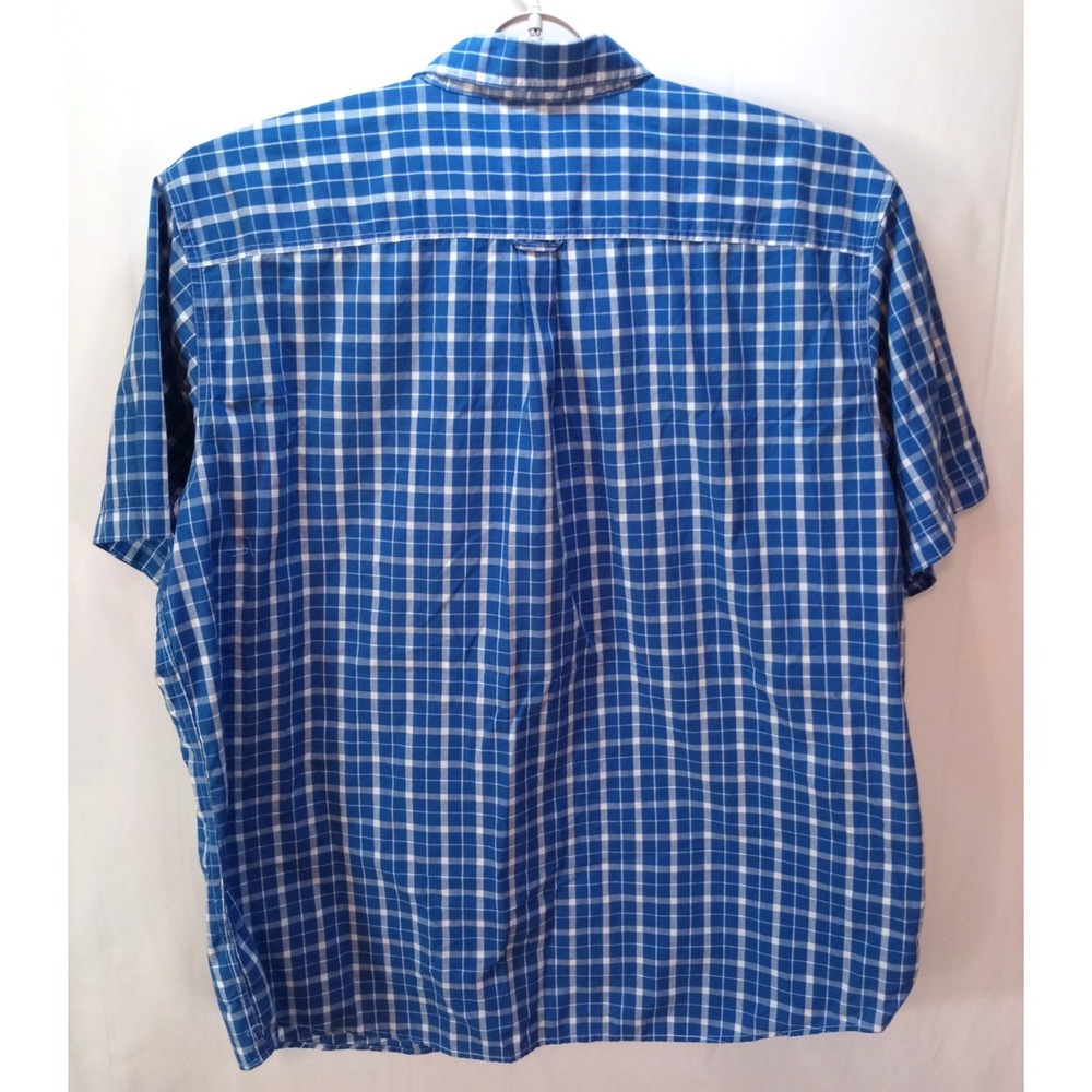 Chaps Easy Care Men's Short Sleeve Button Down Shirt, 3XL, Blue Plaid - Picture 5 of 5